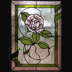 The Glass Studio - Amethyst beveled rose abstract