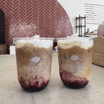 Stray Dogs Coffee Roasters - Seasonal blueberry cobbler latte - Coffee Roasteries Near Me - Riverside, California
