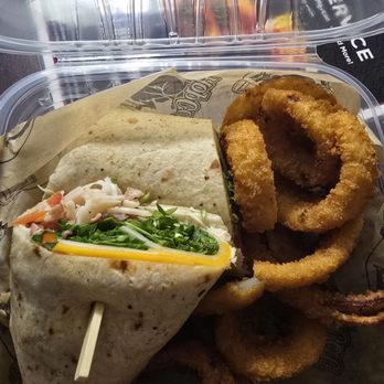 HopCat - Chicken Wrap and Onions... delish. - Beer Bar Near Me - Kalamazoo, Michigan HopCat - Chicken Wrap and Onions... delish. - Beer Bar Near Me - Kalamazoo, Michigan