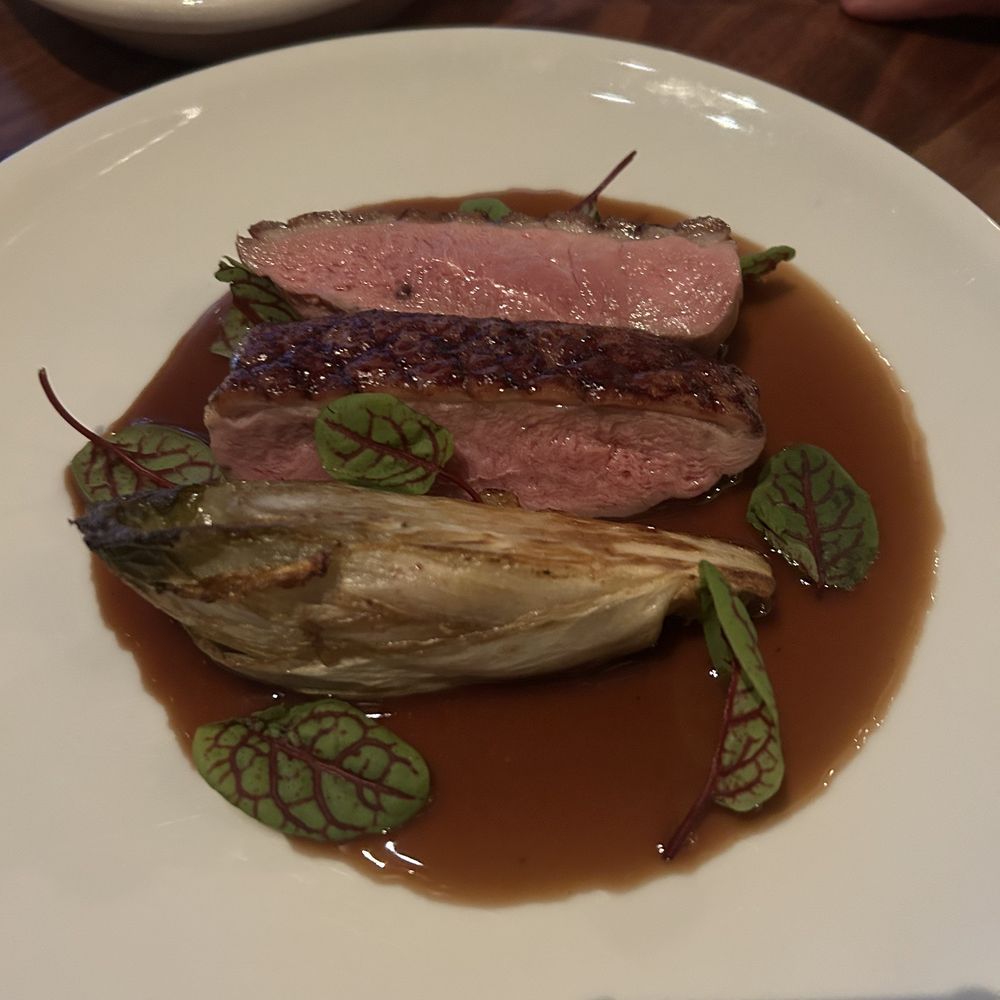 Gray & Dudley - Duck entree and I guess a leak as a side? Literally $40 for this. - New American Near Me - Nashville, Tennessee