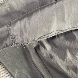 Amy's finished "formal hem" on my ballgown skirt. Ripped, not a folded hem, too long, sloppy disaster.