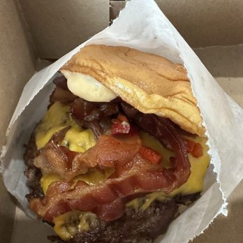 Shake Shack - Double burger with bacon - Hot Dogs Near Me - St Louis, Missouri Shake Shack - Double burger with bacon - Hot Dogs Near Me - St Louis, Missouri