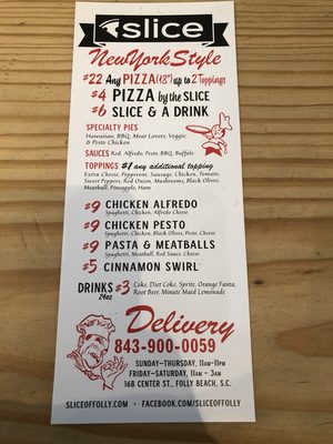 Menu photo 3 Slice Folly Beach, SC