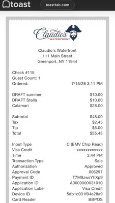 Menu photo 1 Claudio's Waterfront Greenport, NY Menu photo 1 Claudio's Waterfront Greenport, NY