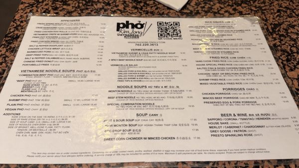 Menu photo 8 Pho Kim Long Las Vegas, NV