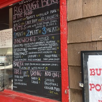 Big Doug’s BBQ - a menu on the window - Barbeque Near Me - Creede, Colorado Big Doug’s BBQ - a menu on the window - Barbeque Near Me - Creede, Colorado