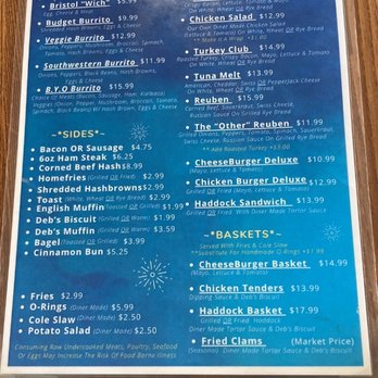 Deb's Bristol Diner - Lunch Menu - Diners Near Me - Bristol, Maine