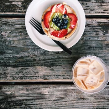 Mozart's Coffee Roasters - Mixed fruit tart & a vanilla latte - Coffee & Tea Near Me - Austin, Texas Mozart's Coffee Roasters - Mixed fruit tart & a vanilla latte - Coffee & Tea Near Me - Austin, Texas