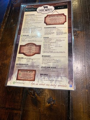 Menu photo 2 Sideways Rockwall, TX