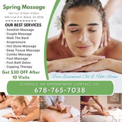 Spring Massage - Walk-in & Appointment Welcome