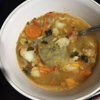 Caribbean Crown - Soup of the day (fish) hearty with a medley of vegetables, lentils, and cod - Caribbean Near Me - Tampa, Florida