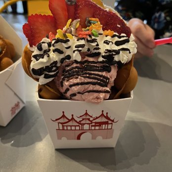 Bubble Egg - 3. Strawberry Good Ice Cream Waffle - Asian Fusion Near Me - Katy, Texas