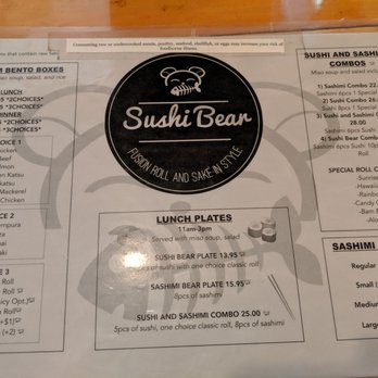 Sushi Bear - Menu 5/22/19 - Sushi Bars Near Me - Tustin, California Sushi Bear - Menu 5/22/19 - Sushi Bars Near Me - Tustin, California