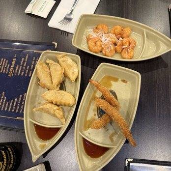 Sushi Lover Madison - Appetizers tempura shrimp (2) , coconut shrimp (2orders) , either dumplings or potstickers I can't remember what they were called - Japanese Near Me - Madison, Wisconsin Sushi Lover Madison - Appetizers tempura shrimp (2) , coconut shrimp (2orders) , either dumplings or potstickers I can't remember what they were called - Japanese Near Me - Madison, Wisconsin