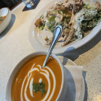 Daily Gather - Tomato soup and roasted chicken caesar salad. - Breakfast & Brunch Near Me - Houston, Texas Daily Gather - Tomato soup and roasted chicken caesar salad. - Breakfast & Brunch Near Me - Houston, Texas