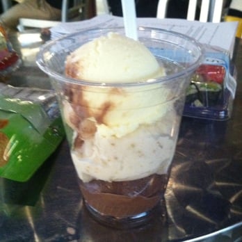 The Bent Spoon - mascarpone on top, pear sorbet in the middle, and dark chocolate sorbet on the bottom - Ice Cream & Frozen Yogurt Near Me - Princeton, New Jersey