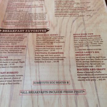 Uncle Larry's Rustic Inn - Weekend breakfast menu - American Near Me - Hartford, Wisconsin