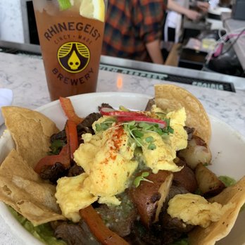The Garden Table - A spicy Bloody Mary and the fajita bowl - Breakfast & Brunch Near Me - Indianapolis, Indiana