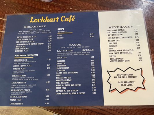 Menu photo 1 Lockhart Cafe Lockhart, TX