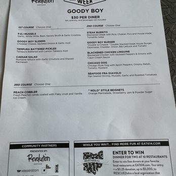 Goody Boy Diner - Restaurant week menu - Diners Near Me - Columbus, Ohio