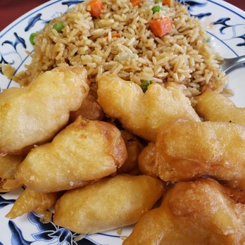 Great Wall - Sweet and sour chicken with fried rice. - Chinese Near Me - Rosenberg, Texas