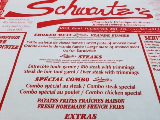 Menu photo 1 Schwartz's Montreal, QC Menu photo 1 Schwartz's Montreal, QC