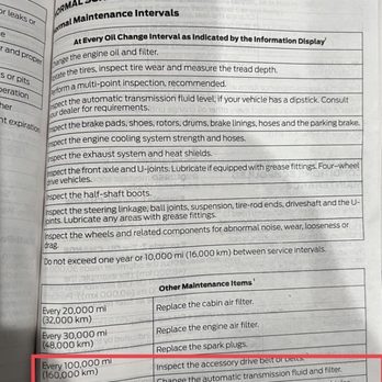 Bell Ford - This is your bible.. Read it and become enlightened. Hmmmm 150K miles before a transmission flush is needed.. - Car Dealers Near Me - Phoenix, Arizona