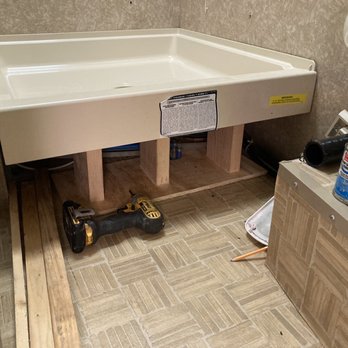 Bud's Mobile RV Service - 32 x 32 shower pan is in. I'm doing the finish work myself. - RV Repair Near Me Bud's Mobile RV Service - 32 x 32 shower pan is in. I'm doing the finish work myself. - RV Repair Near Me