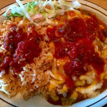 Que Bueno - #8. Two enchiladas de carne with rice and the delicious "hot" salsa. - Mexican Near Me - Fountain Hills, Arizona Que Bueno - #8. Two enchiladas de carne with rice and the delicious "hot" salsa. - Mexican Near Me - Fountain Hills, Arizona
