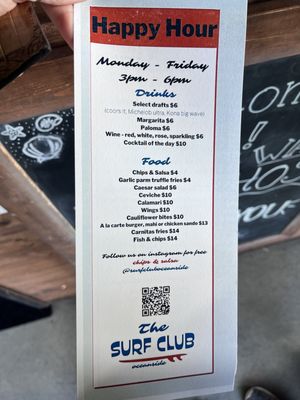 Menu photo 7 The Surf Club Oceanside Oceanside, CA
