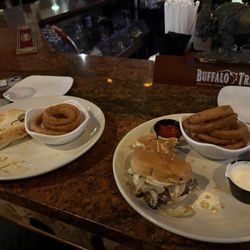5th Tavern - Mushroom Swiss Burger, Cubano Onion Rings.