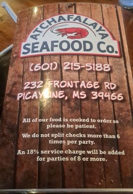 Menu photo 1 Atchafalaya Seafood Picayune, MS Menu photo 1 Atchafalaya Seafood Picayune, MS