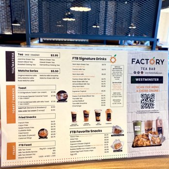 Factory Tea Bar-Westminster - Menu (1/1/22) - Coffee & Tea Near Me - Westminster, California Factory Tea Bar-Westminster - Menu (1/1/22) - Coffee & Tea Near Me - Westminster, California