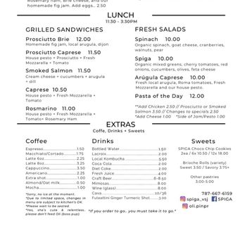 Spiga - Menu (September 2025) - Cafes Near Me - San Juan, Puerto Rico