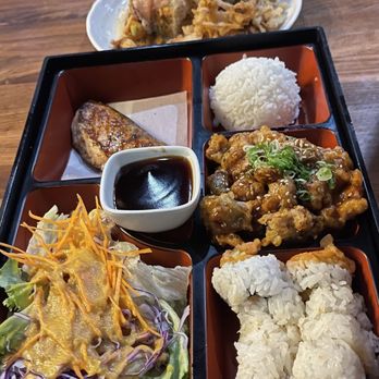 Sushi District - three item bento box and Jessica Alba sushi roll - Sushi Bars Near Me - Costa Mesa, California Sushi District - three item bento box and Jessica Alba sushi roll - Sushi Bars Near Me - Costa Mesa, California
