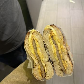 Pio Bagel West - Sausage, egg, and cheese bagel - Bagels Near Me - New York, New York Pio Bagel West - Sausage, egg, and cheese bagel - Bagels Near Me - New York, New York