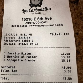 Los Carboncitos - Tacos Near Me - Aurora, Colorado