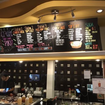 Poki Roll - the menu board with the many ingredients that they can include in your poke bowl - Japanese Near Me - Cypress, California