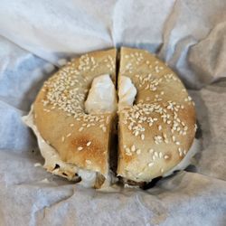 Benny's Bagels - Sesame bagel with cream cheese