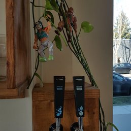 Water station. Notice the action figures hanging from the plants Water station. Notice the action figures hanging from the plants