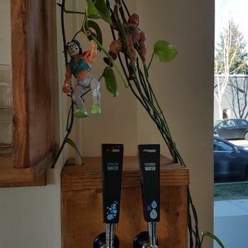 Prado Cafe + Kitchen - Water station. Notice the action figures hanging from the plants - Coffee & Tea Near Me - Vancouver, British Columbia Prado Cafe + Kitchen - Water station. Notice the action figures hanging from the plants - Coffee & Tea Near Me - Vancouver, British Columbia