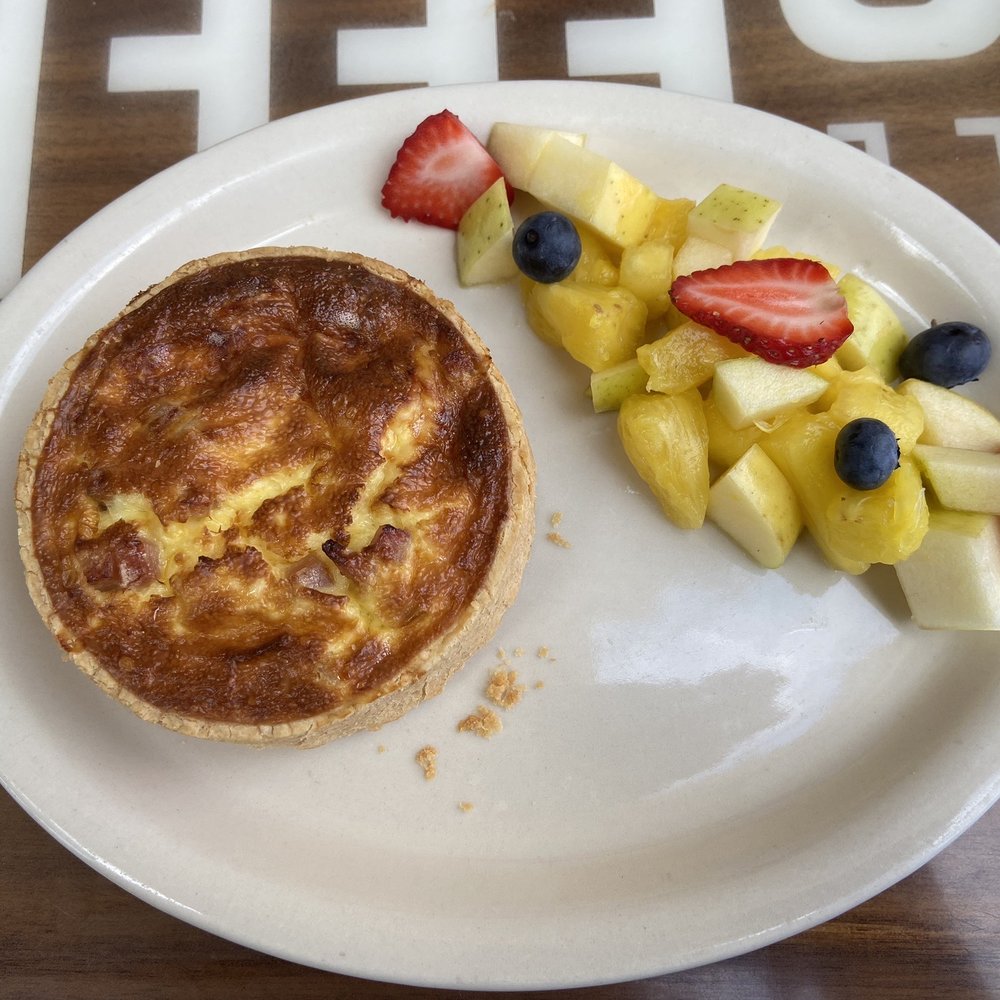 Le Coffee Shop - Lorraine quiche w/ side of fruit - Breakfast & Brunch Near Me - Temecula, California Le Coffee Shop - Lorraine quiche w/ side of fruit - Breakfast & Brunch Near Me - Temecula, California