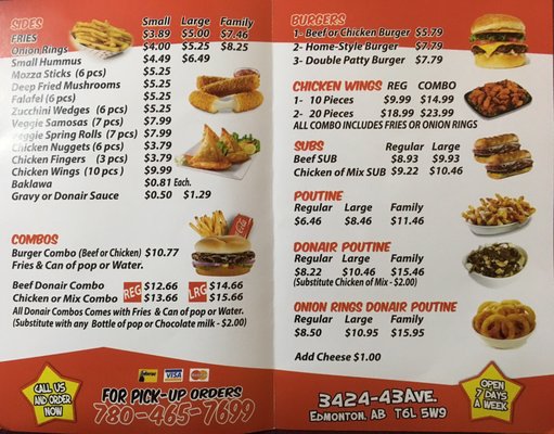 Menu photo 1 Home Style Donair & Subs Edmonton, AB Menu photo 1 Home Style Donair & Subs Edmonton, AB