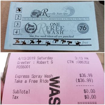 Roseville Auto Spa - finally able to avail the free wash after 10 stamps. - Car Wash Near Me - Roseville, California Roseville Auto Spa - finally able to avail the free wash after 10 stamps. - Car Wash Near Me - Roseville, California