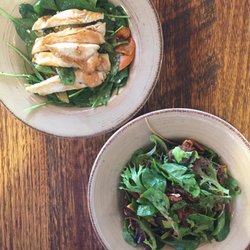 The Coffee Grounds UC - Grilled chicken salad and pulled lamb salad.