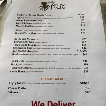 Polpo Restaurant & Saloon - Menu - Italian Near Me - Greenwich, Connecticut