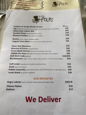 Menu photo 1 Polpo Restaurant & Saloon Greenwich, CT