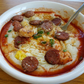 Fort Jesse Cafe - Couldn't resist taking a bite before taking picture. Seriously good shrimp and grits! - Breakfast & Brunch Near Me - Normal, Illinois