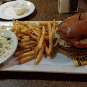 Harbor House - Burger and fries and coleslaw. Pretty tasty. - Seafood Near Me - Detroit, Michigan