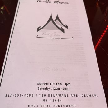 Sudy Thai - Takeout menu - Thai Near Me - Delmar, New York